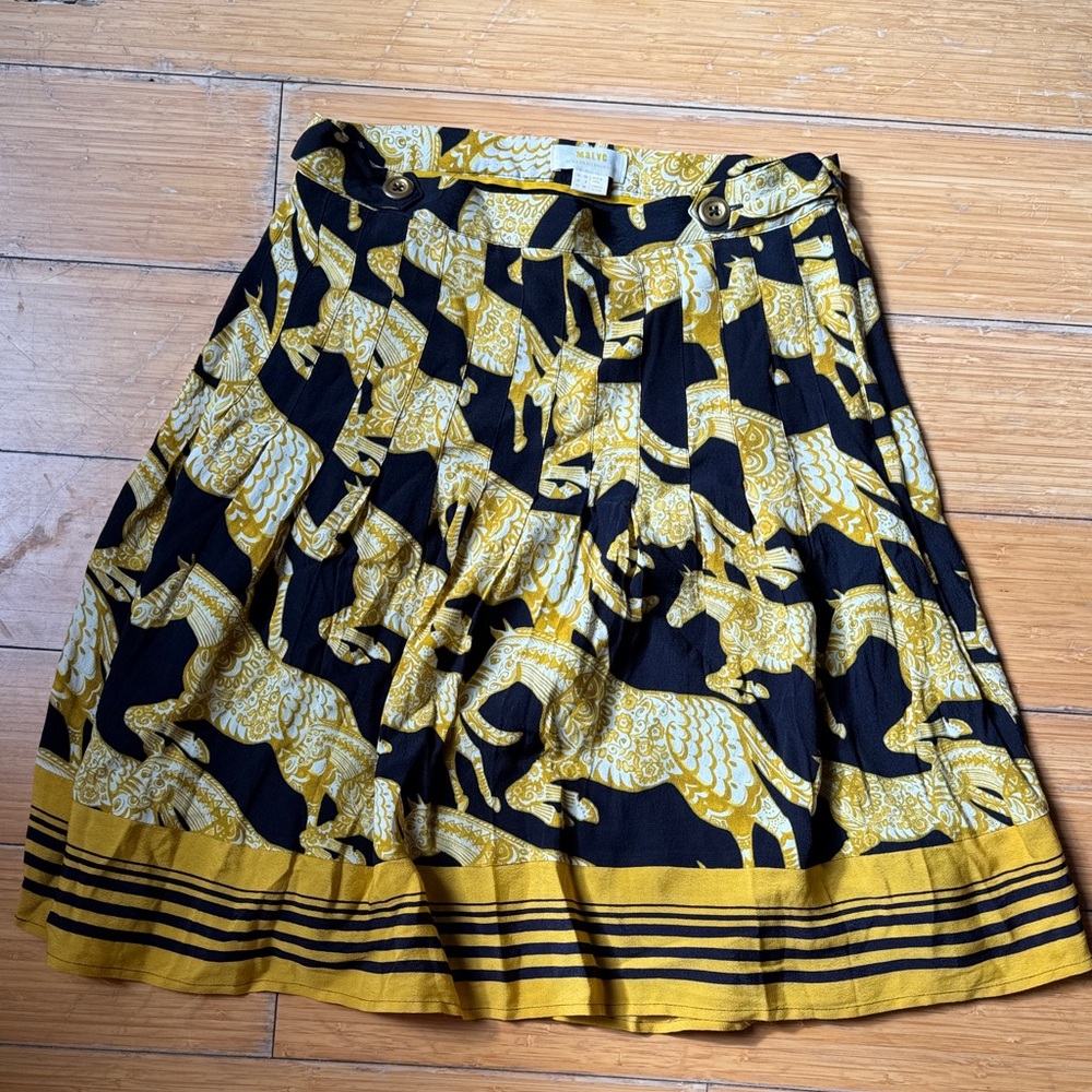 Anthropologie Black and Yellow Mini Skirt